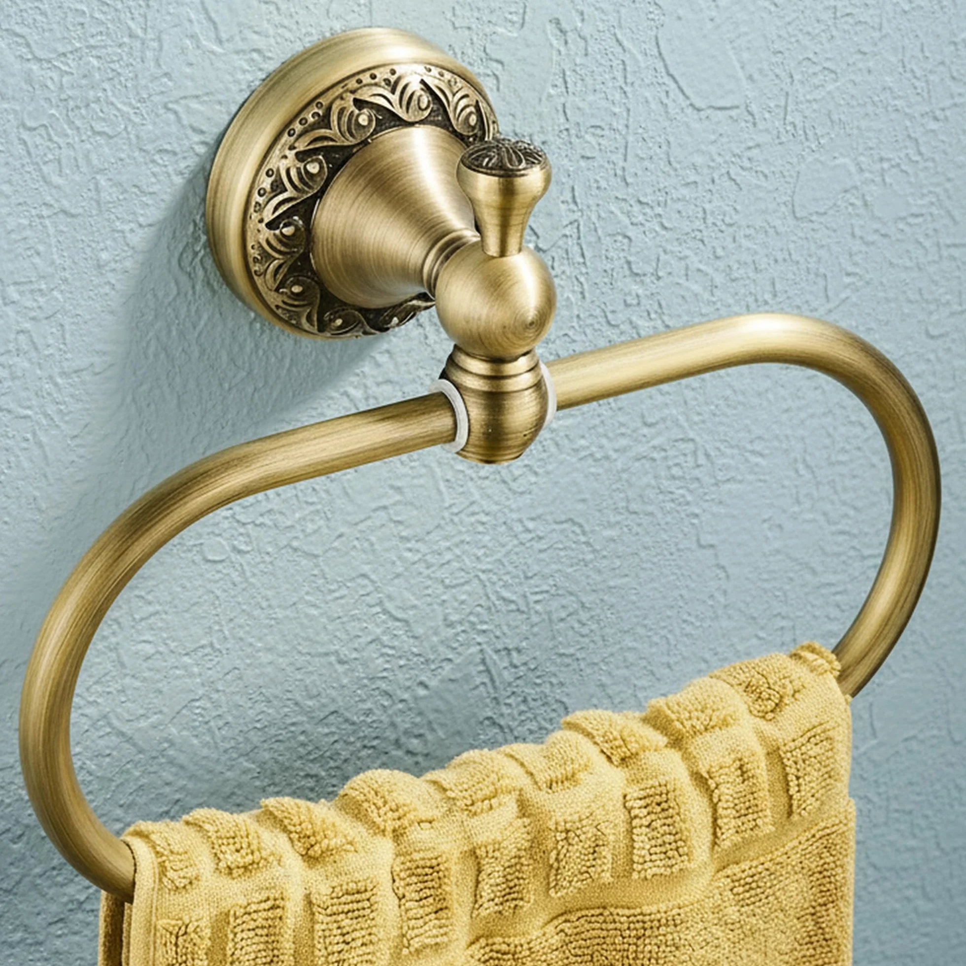 Flybath Anneau à Serviette Ovale en Laiton Bronze brossé Porte-Serviette Mural pour Salle de Bain