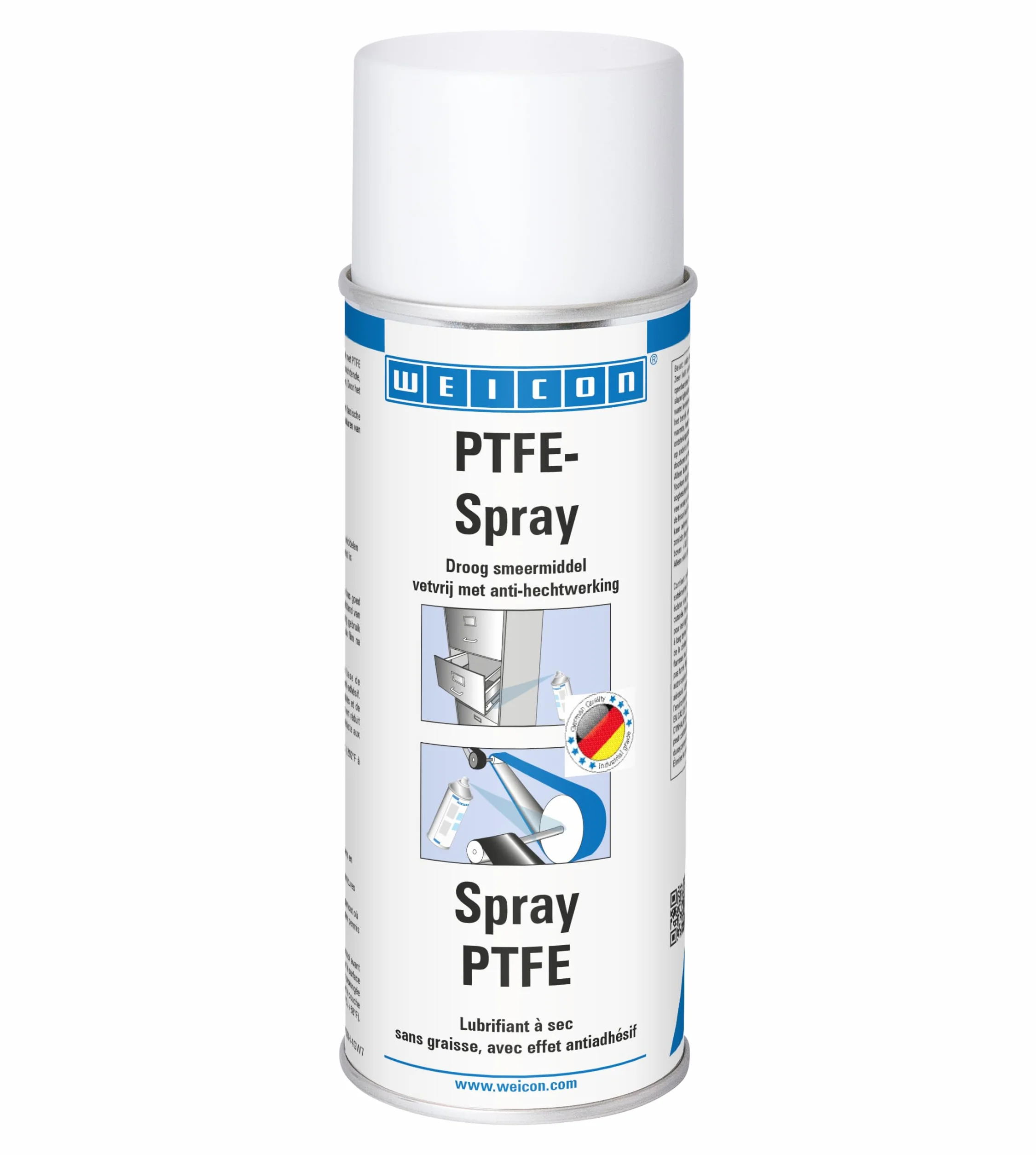 Spray PTFE WEICON 400 ml lubrifiant sec antiadhésif blanc