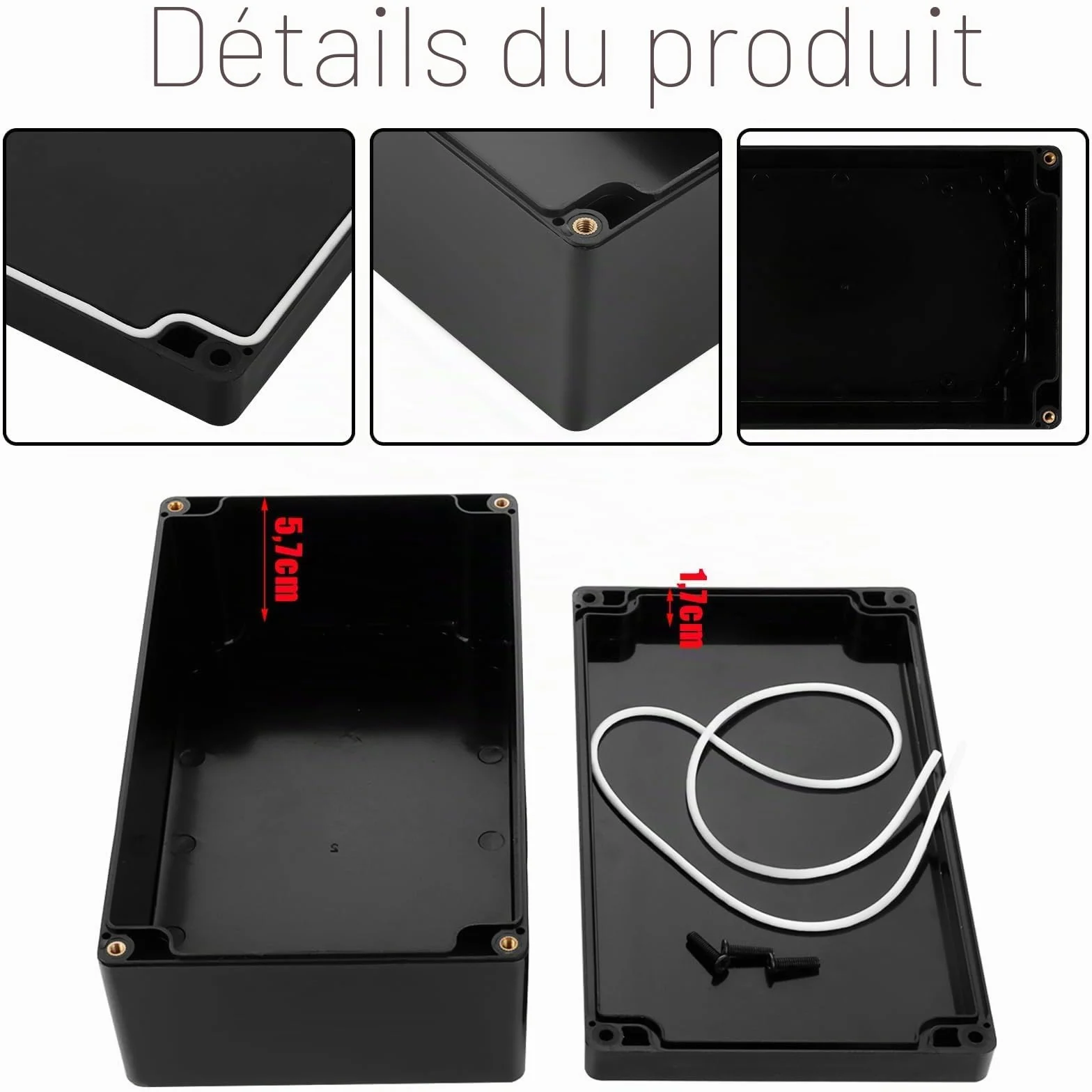 YAYODS Lot de 2 Boîte de Dérivation Noire 200x120x75 mm IP65 ABS Étanche pour Éclairage de Jardin