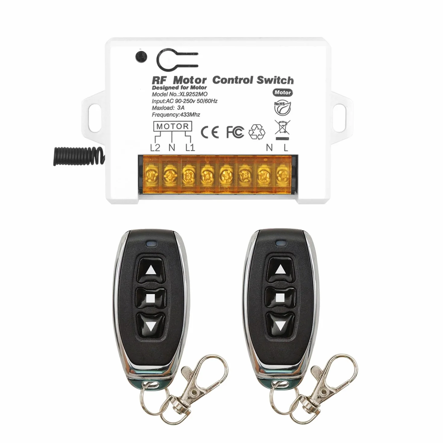 DieseRC Interrupteur de Télécommande de Volet Roulant sans Fil 90V 250V 3A 2 émetteurs