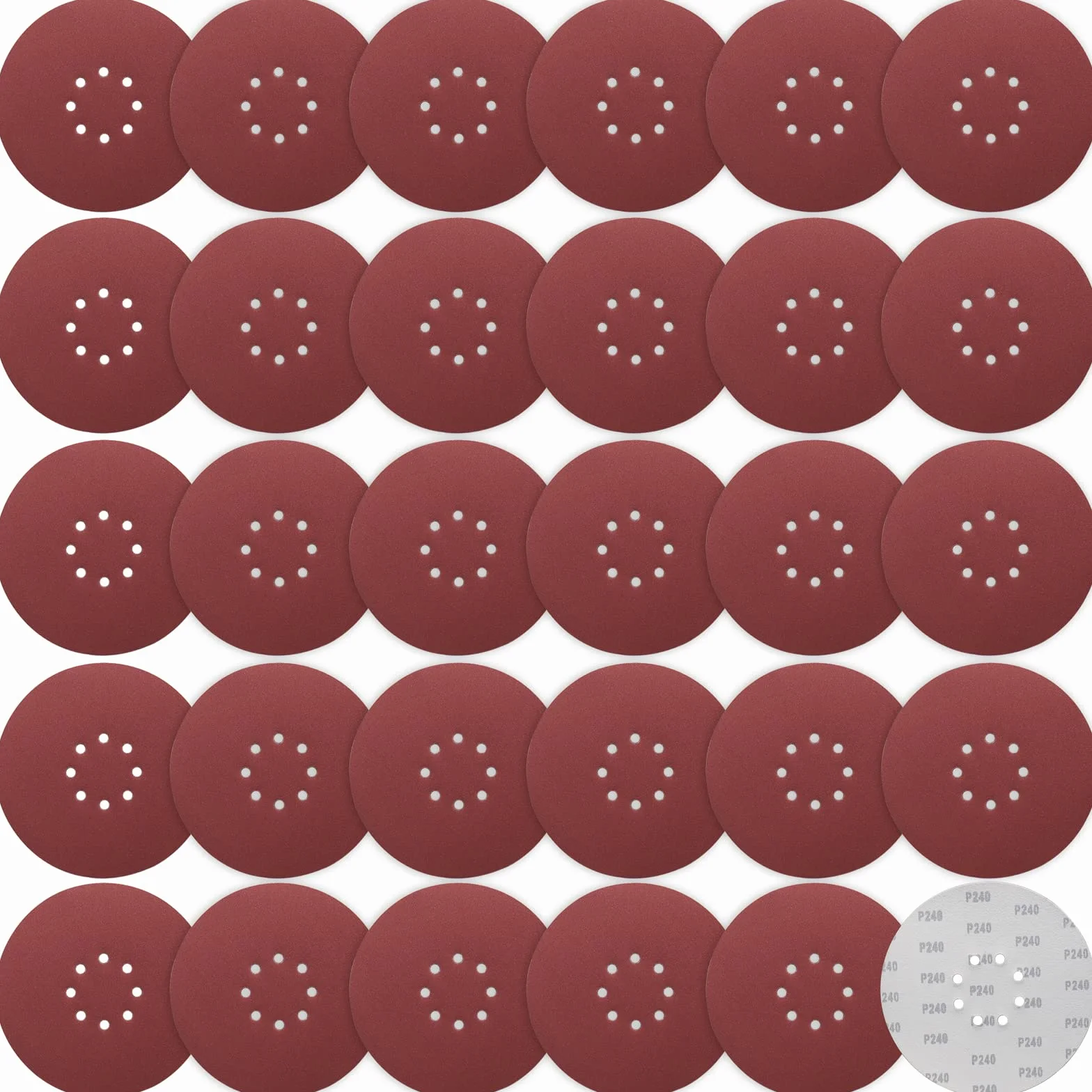 Disques Abrasifs 225 mm Grain 240 9 In 8 Trous Ronds Papier Ponceuse Girafe 30 Pièces