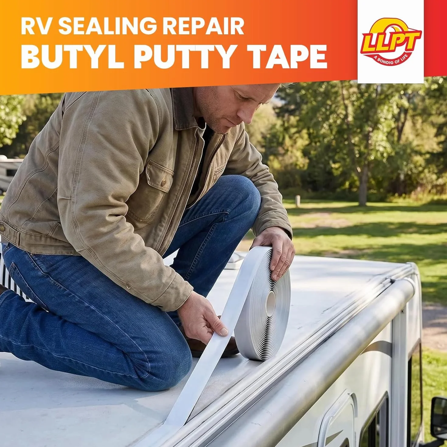 LLPT Ruban Butyle 25mm x 10m Blanc Auto-Adhésif Étanchéité Fenêtre Verre Bateau Toit EPDM