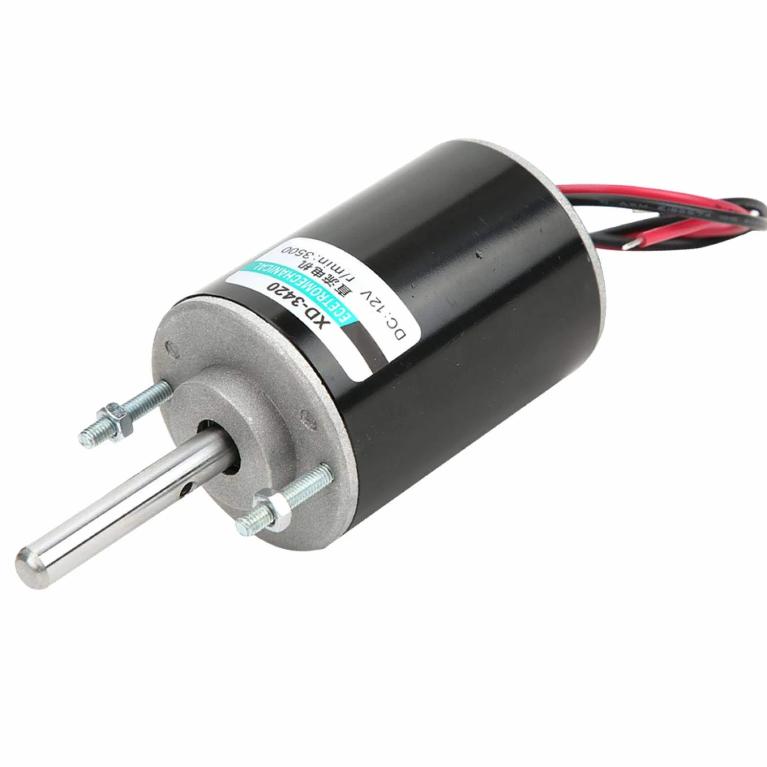 Mini Moteur à Courant Continu à Aimant Permanent 12/24V 30W Moteur à Engrenages Électrique Réversible Haute Vitesse 3000rpm