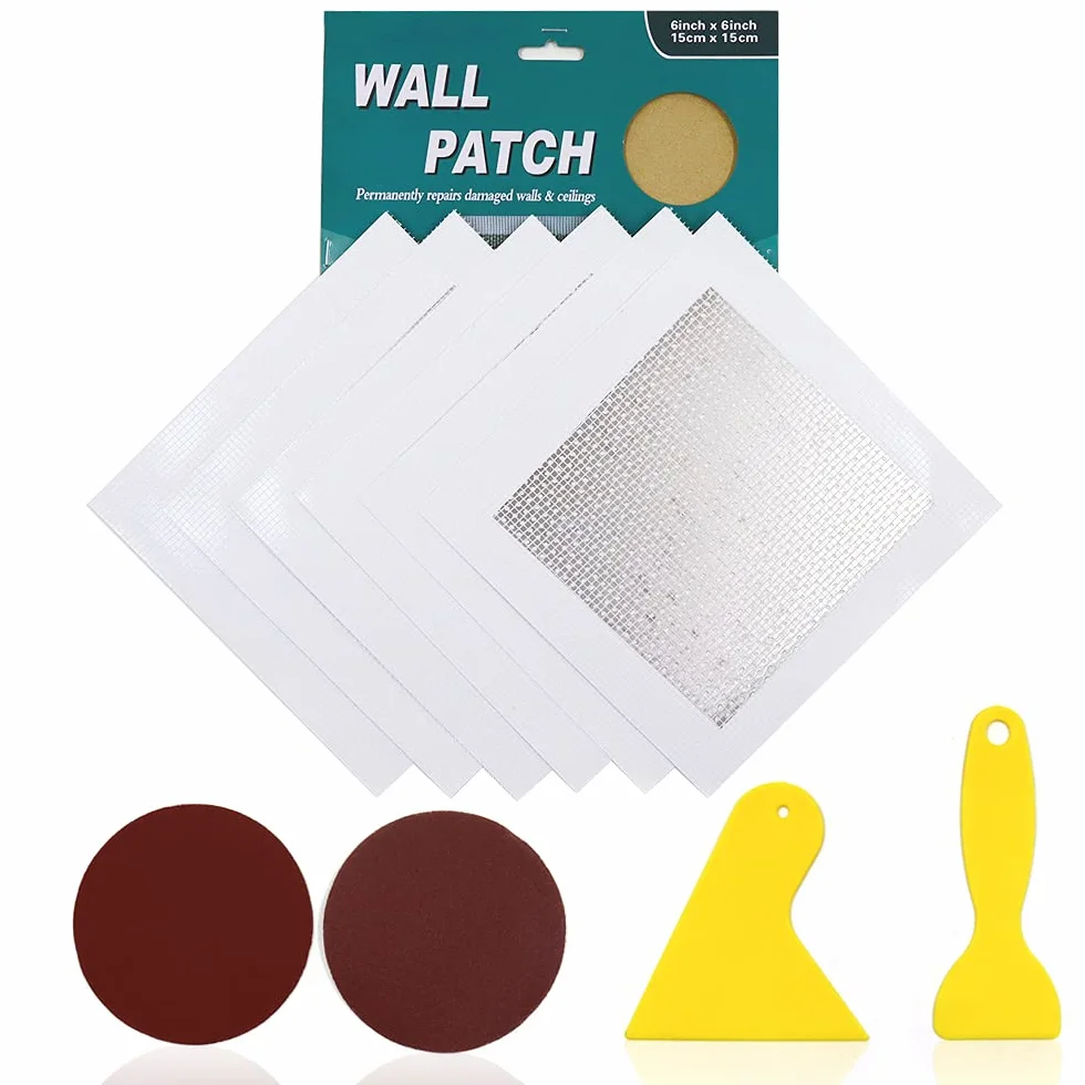 Patch de Réparation Mur Aluminium 15x15 cm Auto-Adhésif Fibre de Verre 6 Pièces