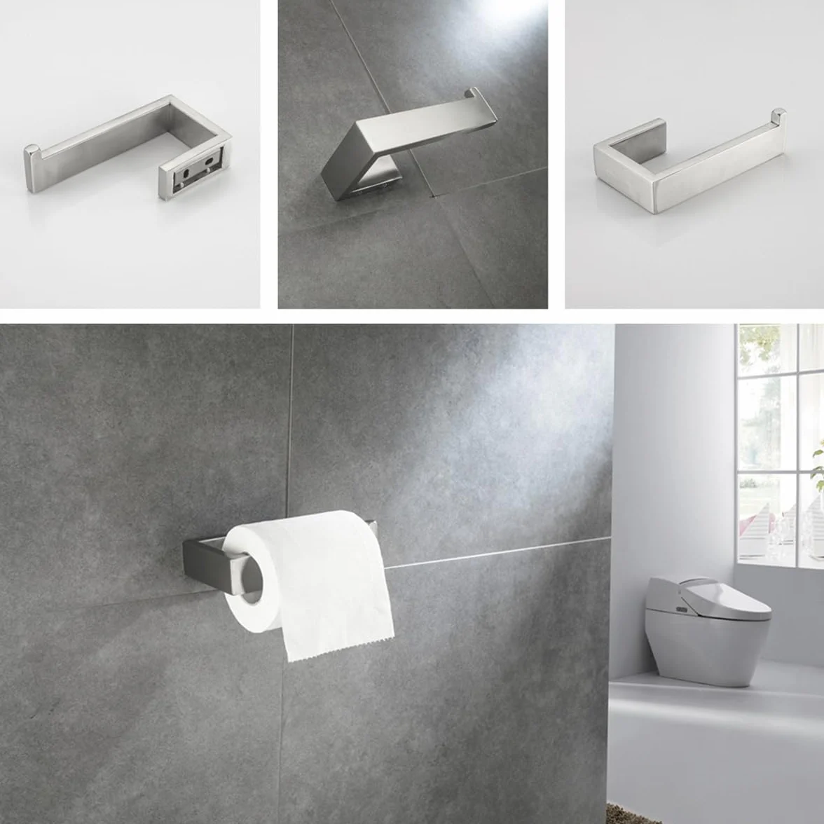 Porte-Papier Toilette SUS 304 Acier Inoxydable Argent Brossé Mural Salle de Bain Cuisine