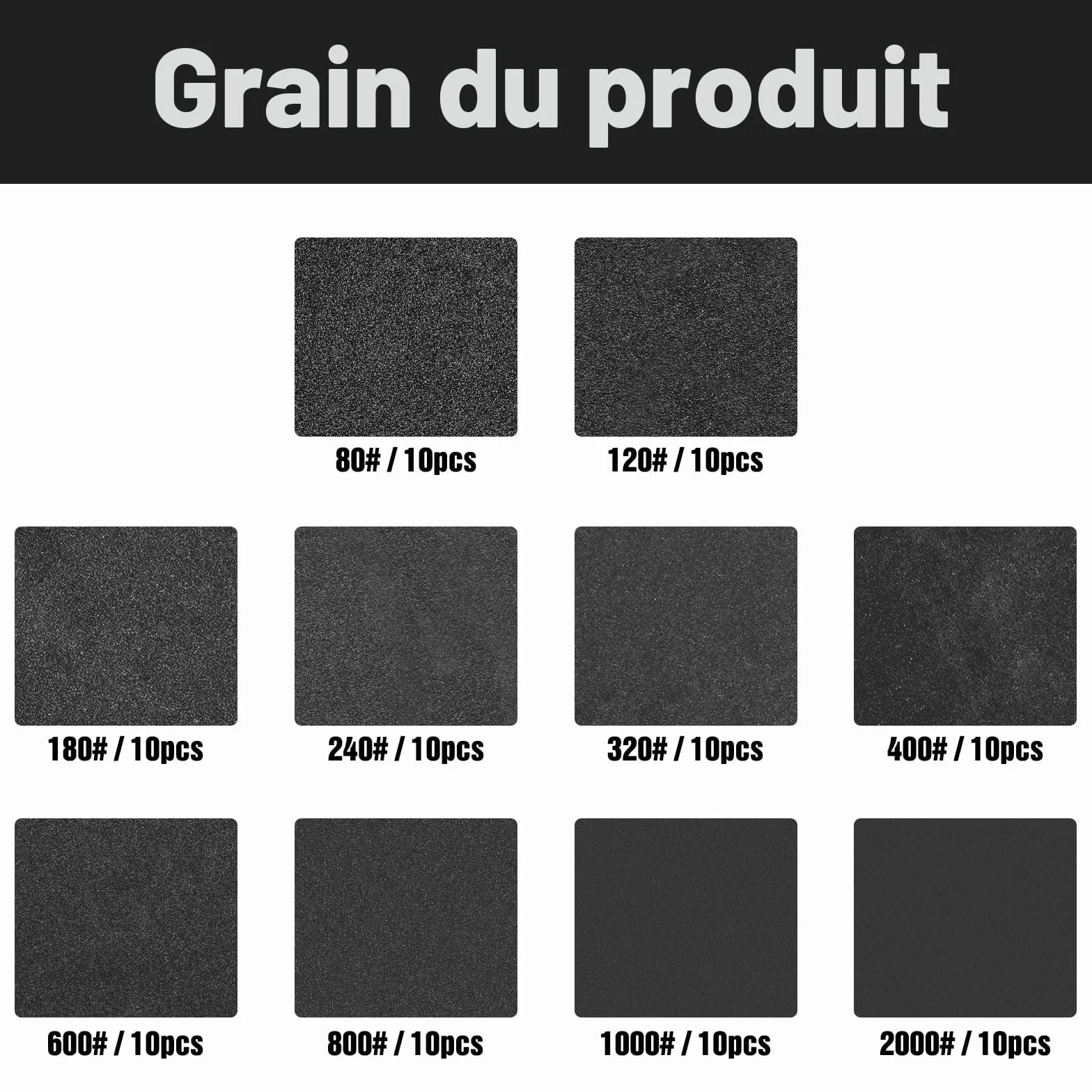 Disque Abrasif 125mm Sec et Eau 8 Trous 100 Pièces Carbure de Silicium Grain 80-2000