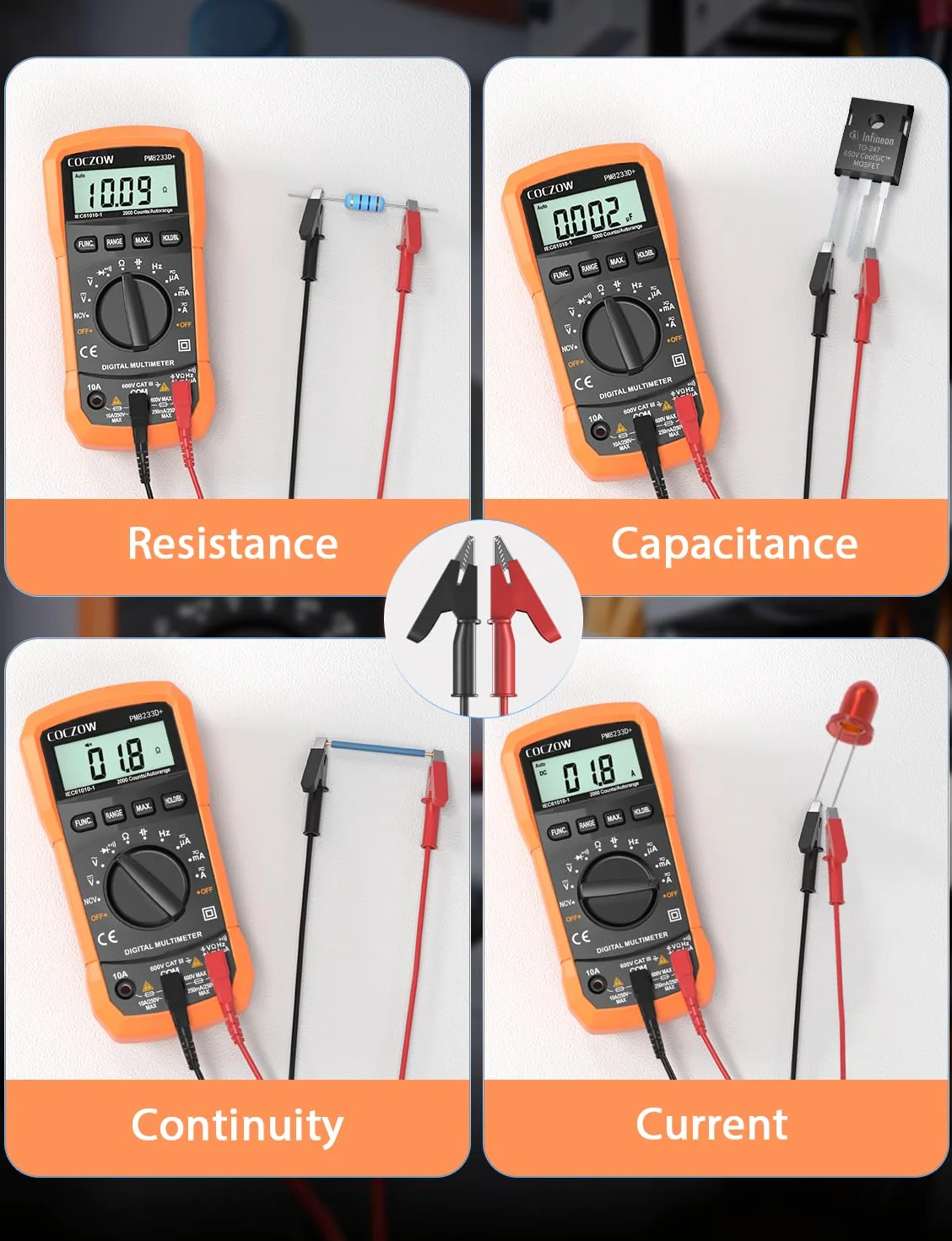 Multimètre numérique à plage automatique AC/DC testeur de tension ampère-ohm avec NCV