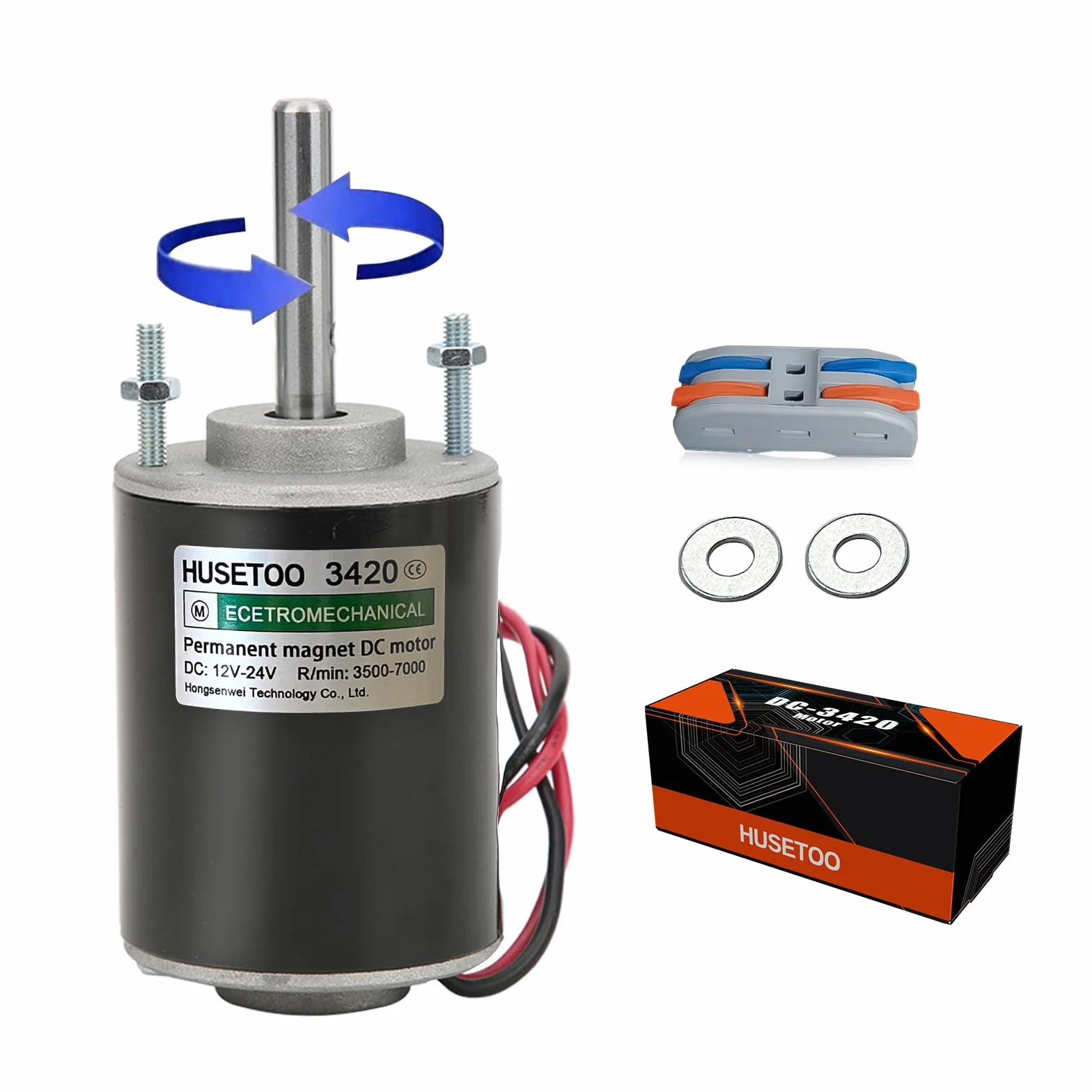 Moteur DC à couple élevé 12V/24V 30W CW/CCW 3500/7000RPM à aimant permanent