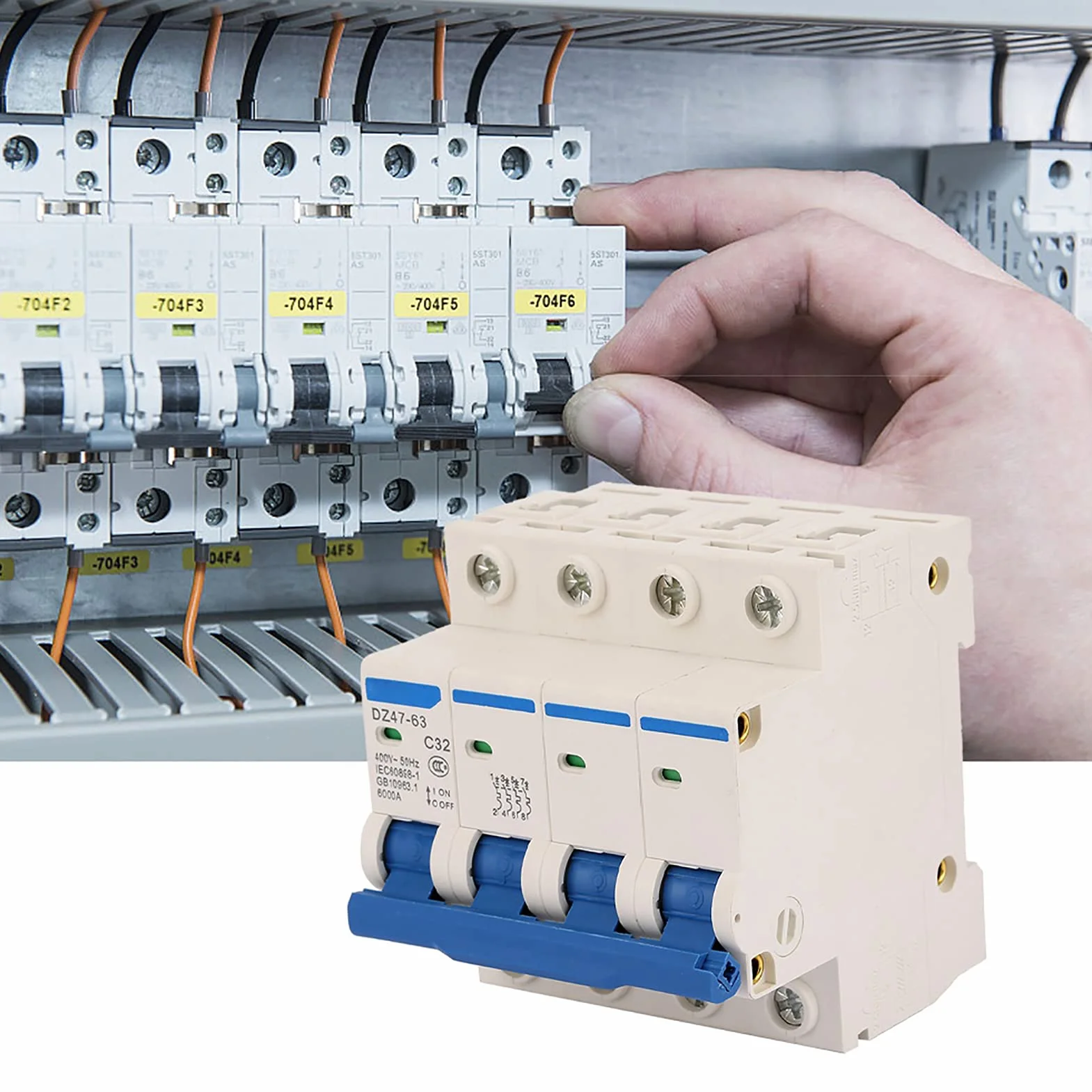 Disjoncteur Différentiel 4P 32A Tétrapolaire DZ47-63 400V