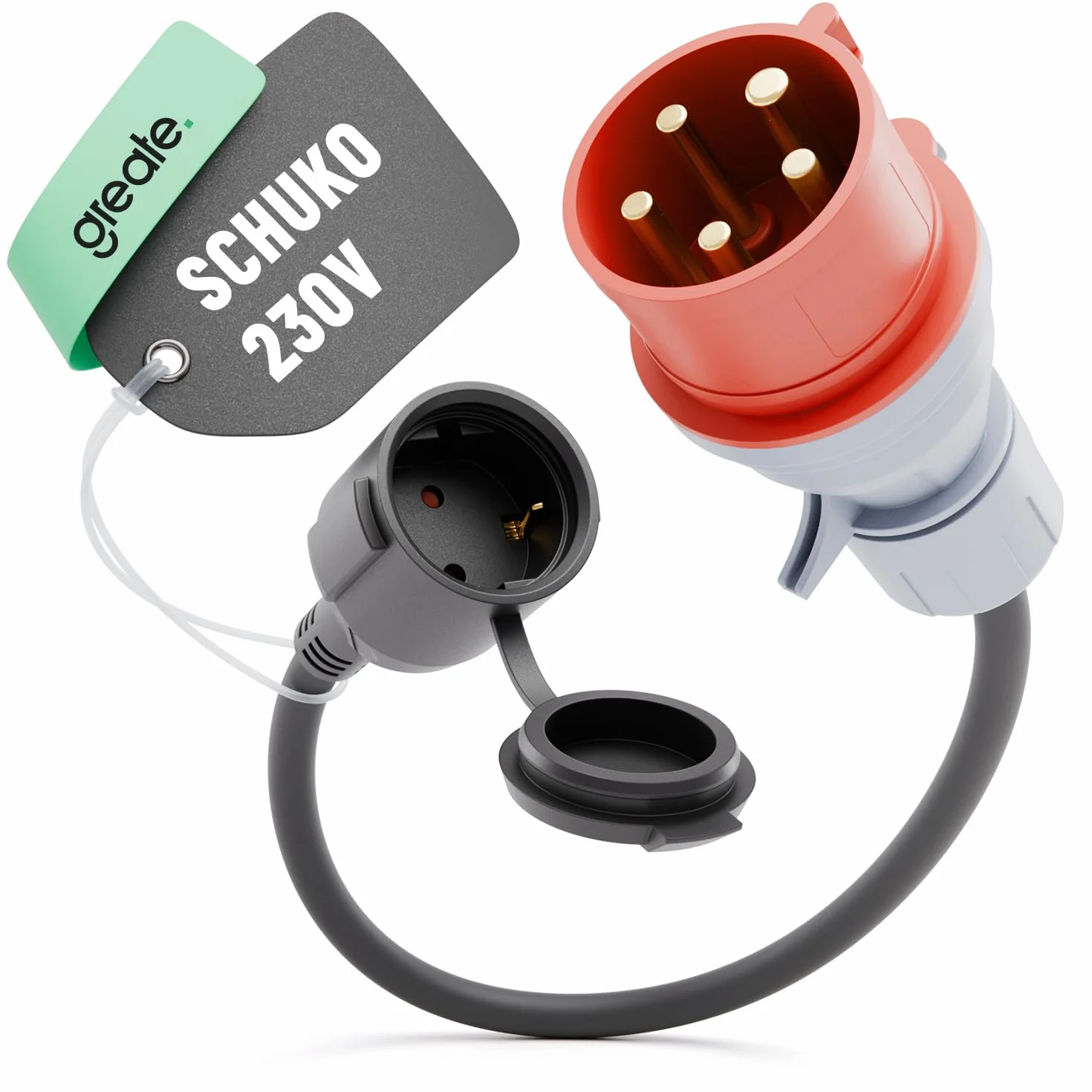 Adaptateur triphasé en monophasé CEE 16A vers prise Schuko câble 50 cm IP44