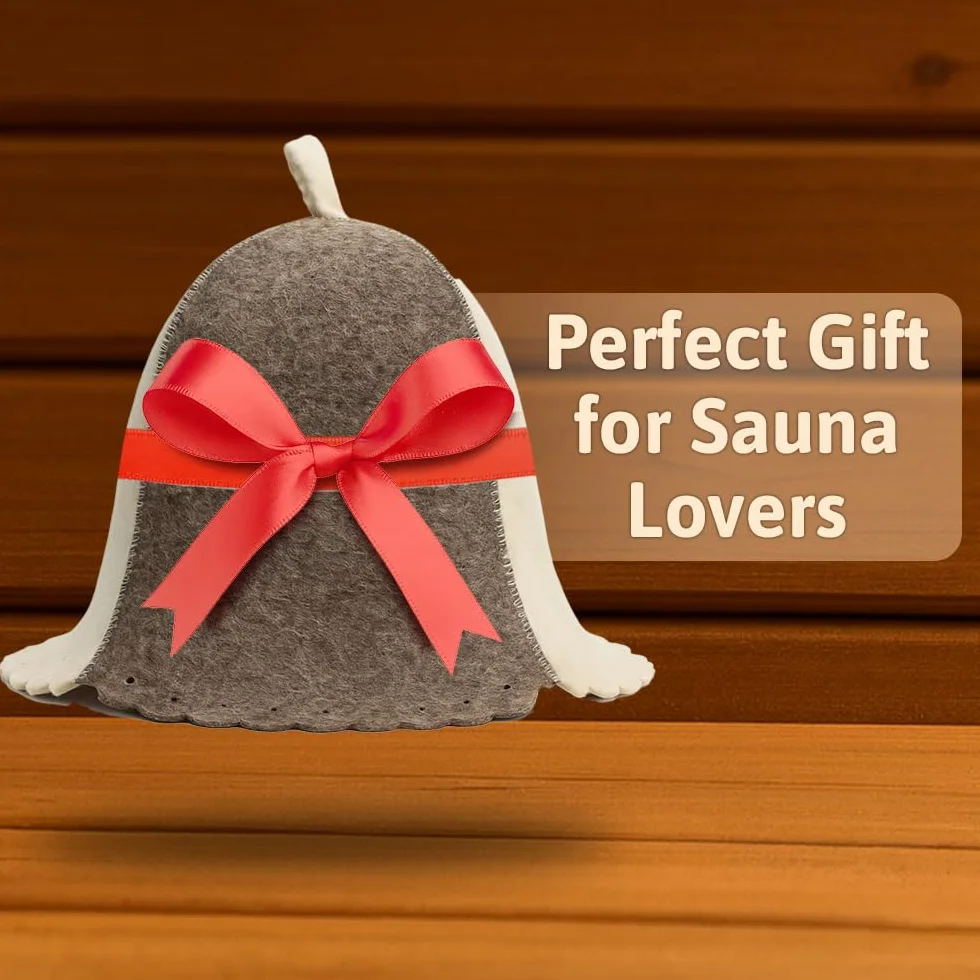 Chapeau de sauna finlandais en laine homme gris blanc feutre