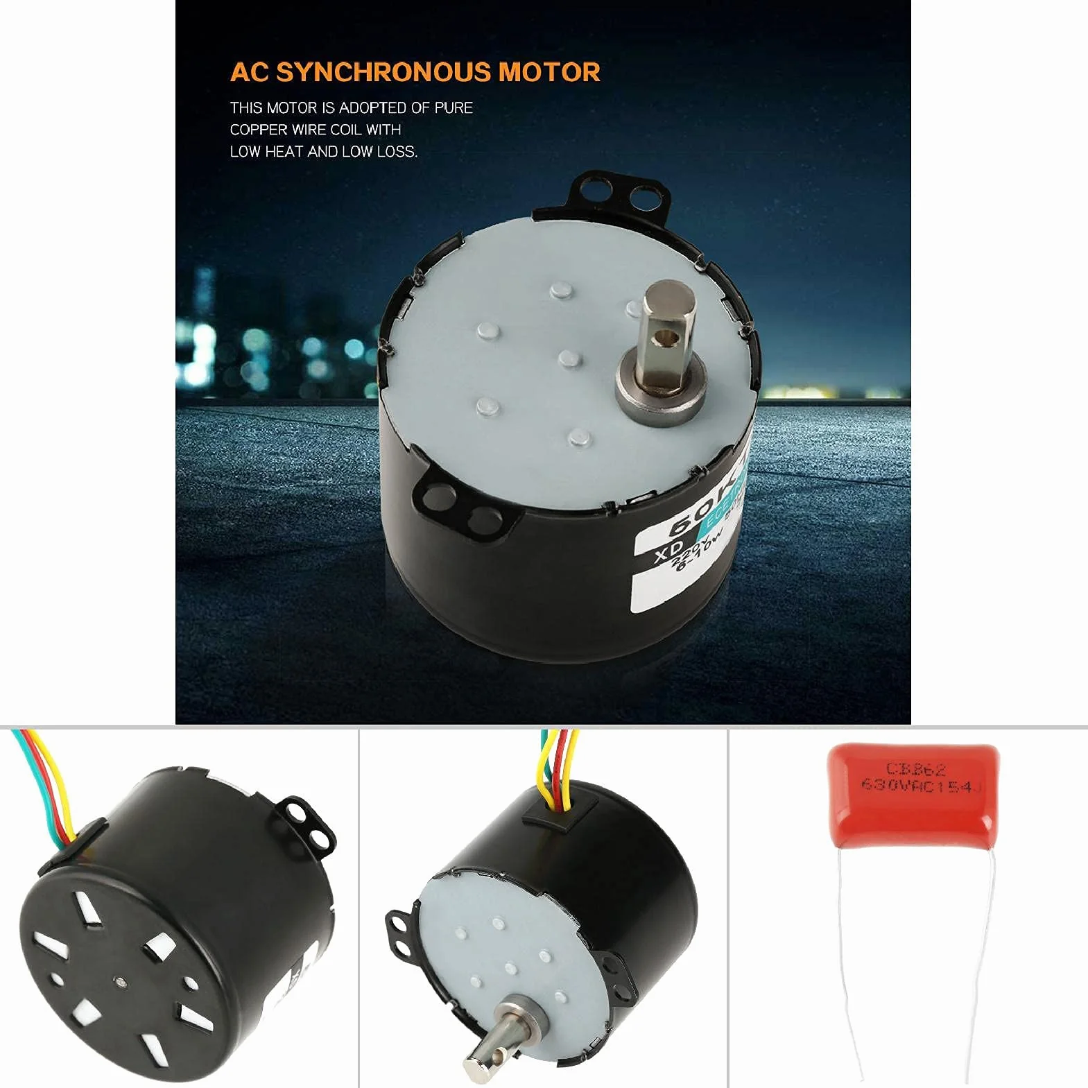 Moteur Synchrone à Aimants Permanents 50KTYZ AC 220V 6-10W 10rpm CW/CCW