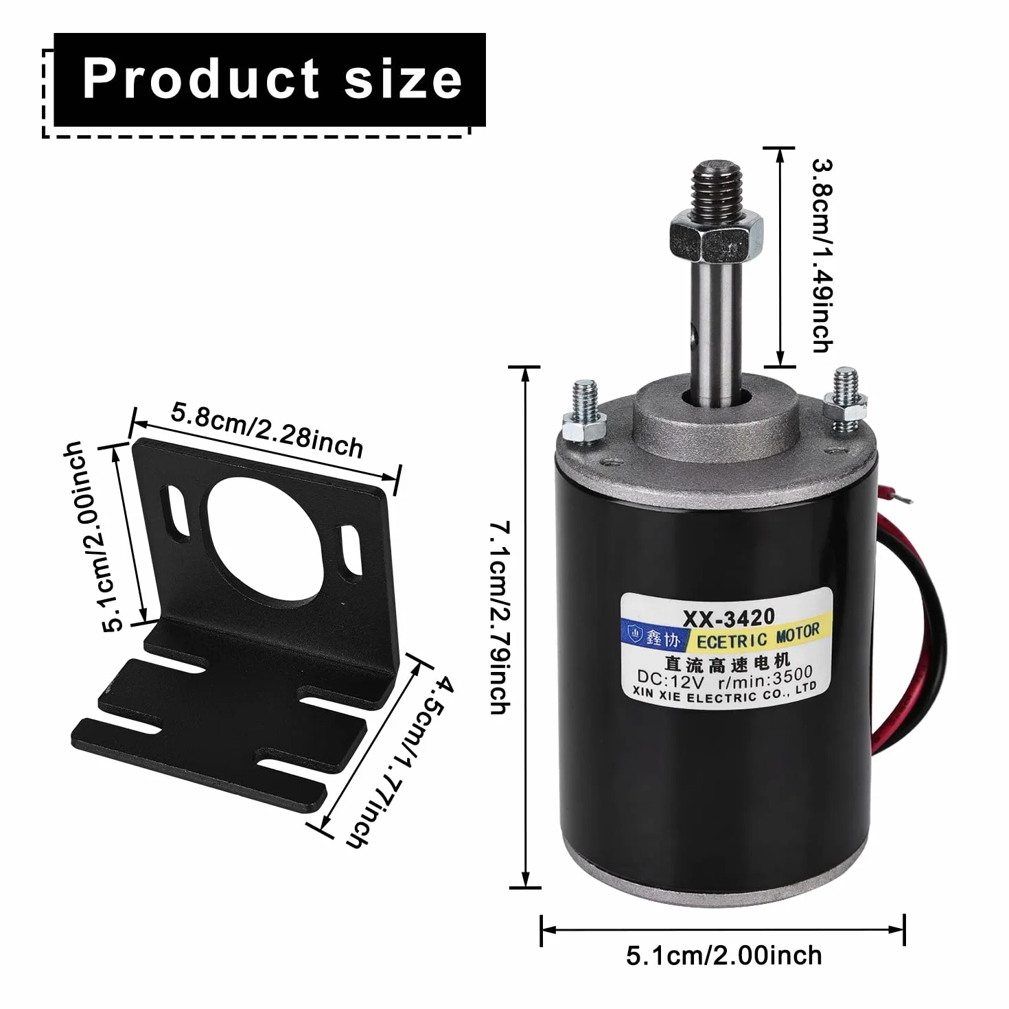 Moteur à Aimant Permanent 12V DC 30W 3500 tr/min CW/CCW Haute Vitesse Faible Bruit pour Générateur de Bricolage