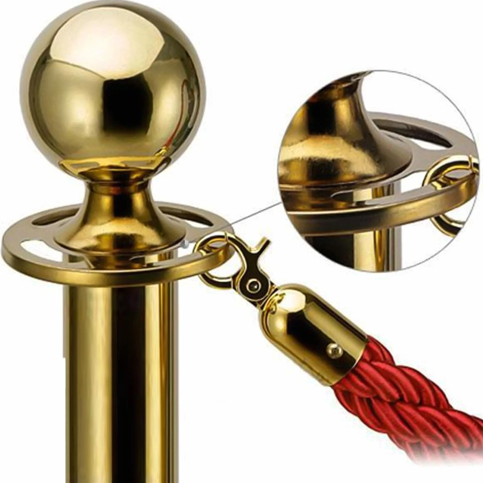 Corde de Guidage 1.5m Rouge pour Contrôle des Foules Hôtel Cinéma