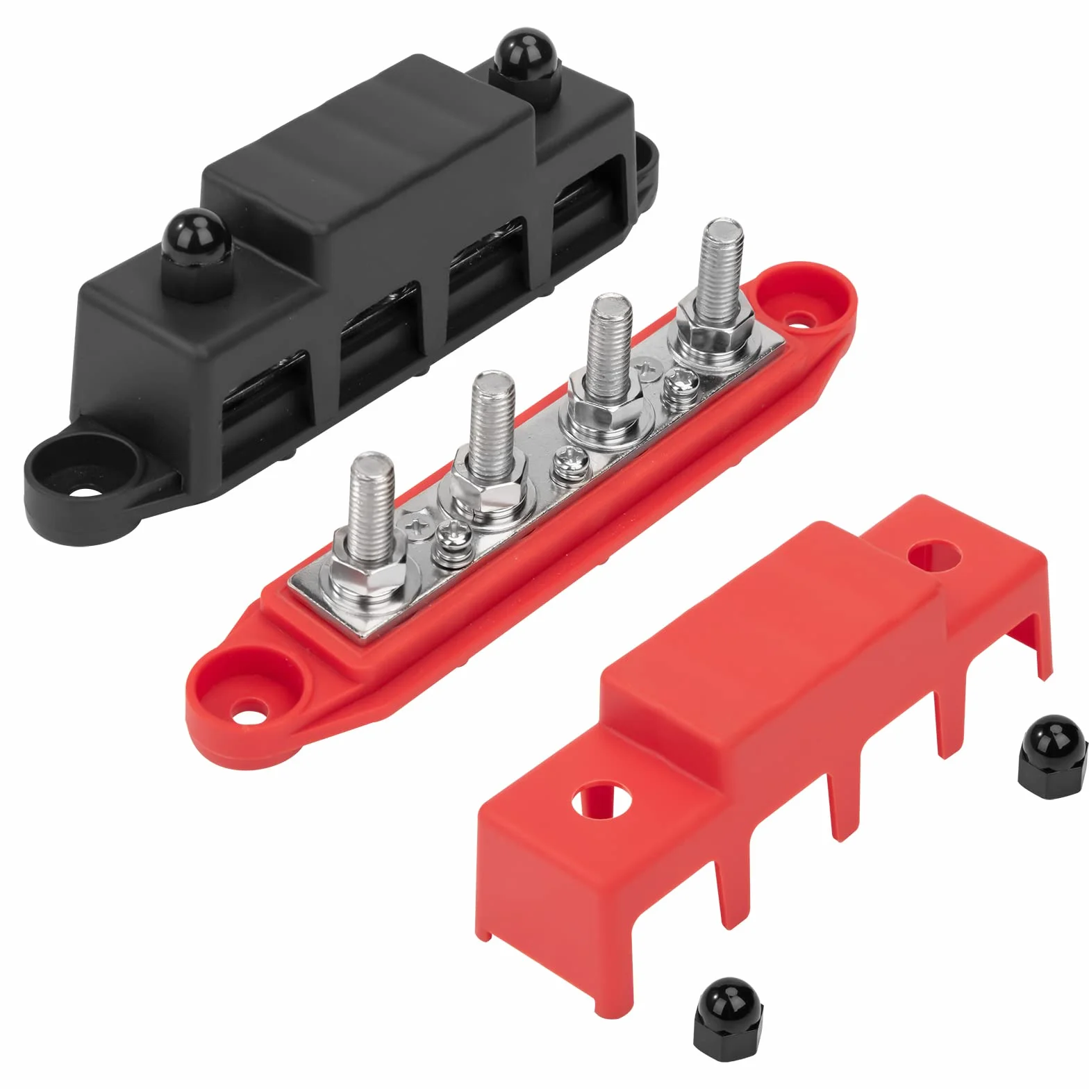 Bloc de Distribution d'Alimentation 12V-48V DC BusBar 250A avec Boulons M8 pour Voiture Camion Bateau 2 Pièces