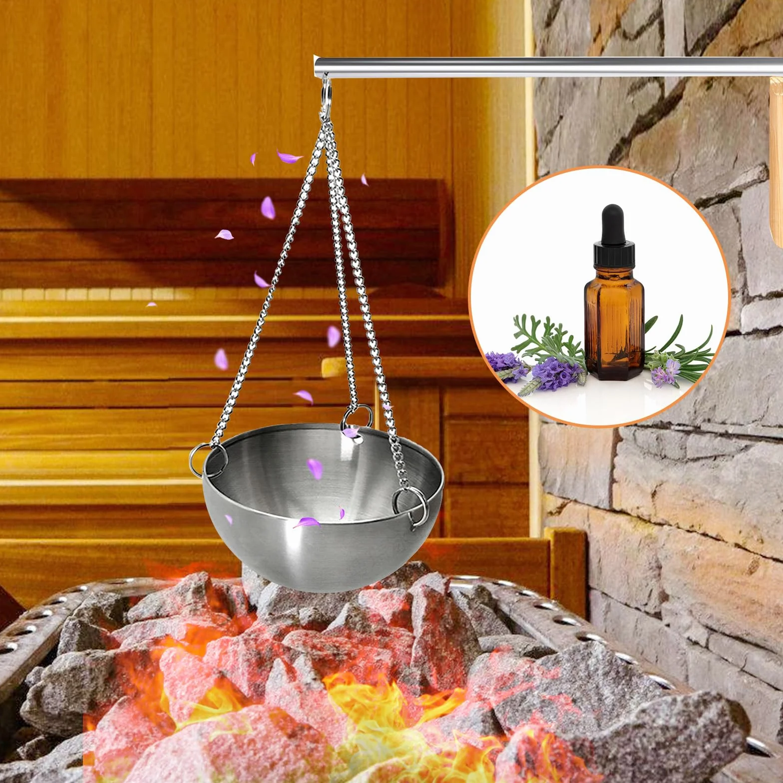 Bol D'arôme Sauna Acier Inoxydable Huile Essentielle Vaporisation Suspendu