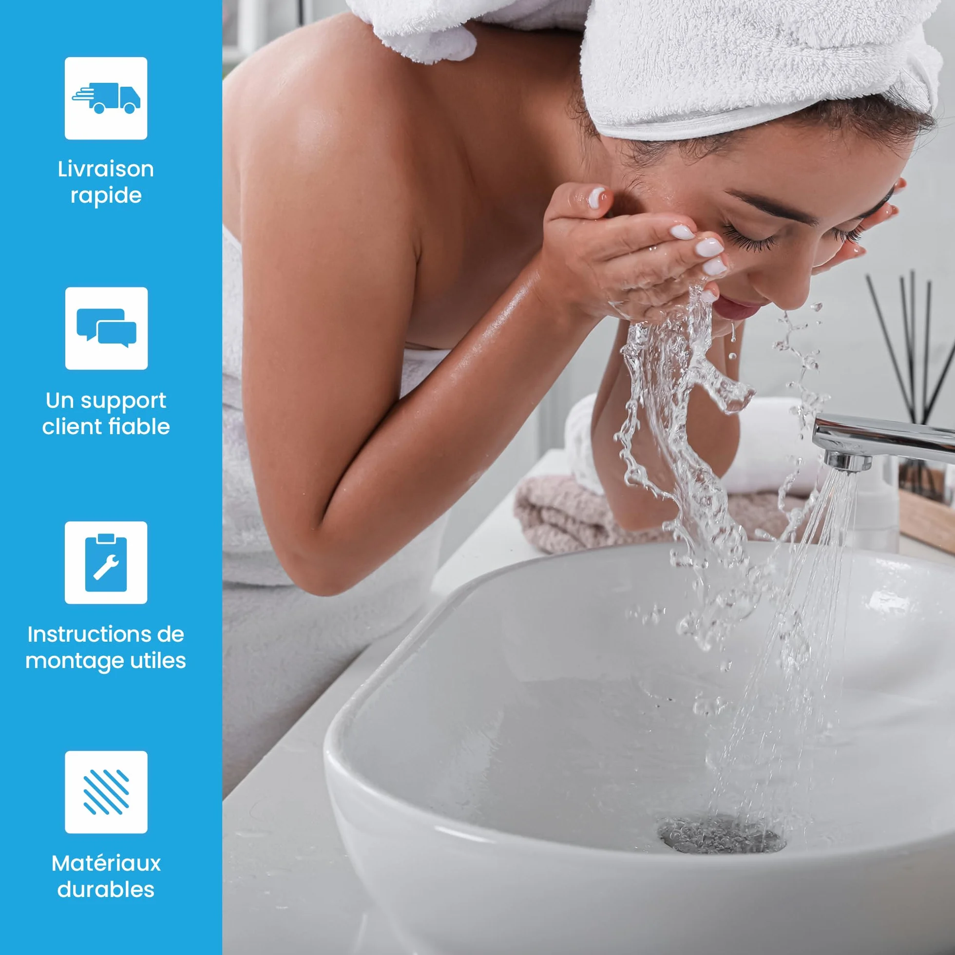 Bächlein Bonde universelle extra longue sans trop-plein chrome Valve Pop Up lavabo à poser