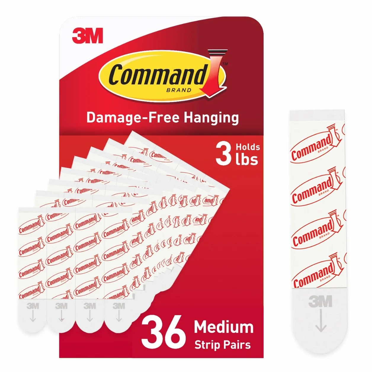 Command Bandes adhésives recharge moyenne, 36 bandes blanches