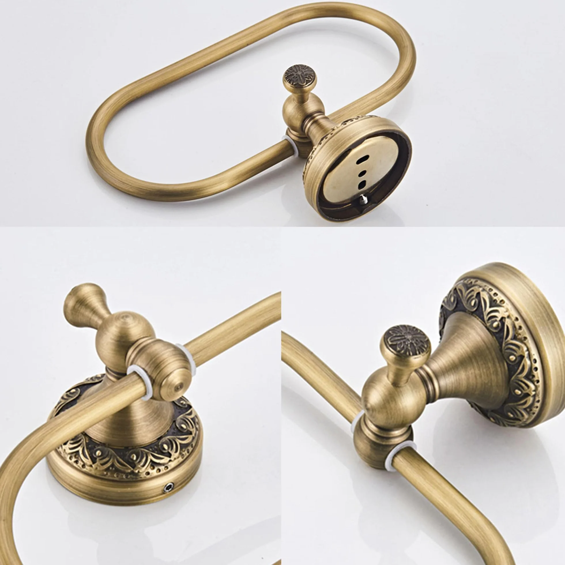Flybath Anneau à Serviette Ovale en Laiton Bronze brossé Porte-Serviette Mural pour Salle de Bain