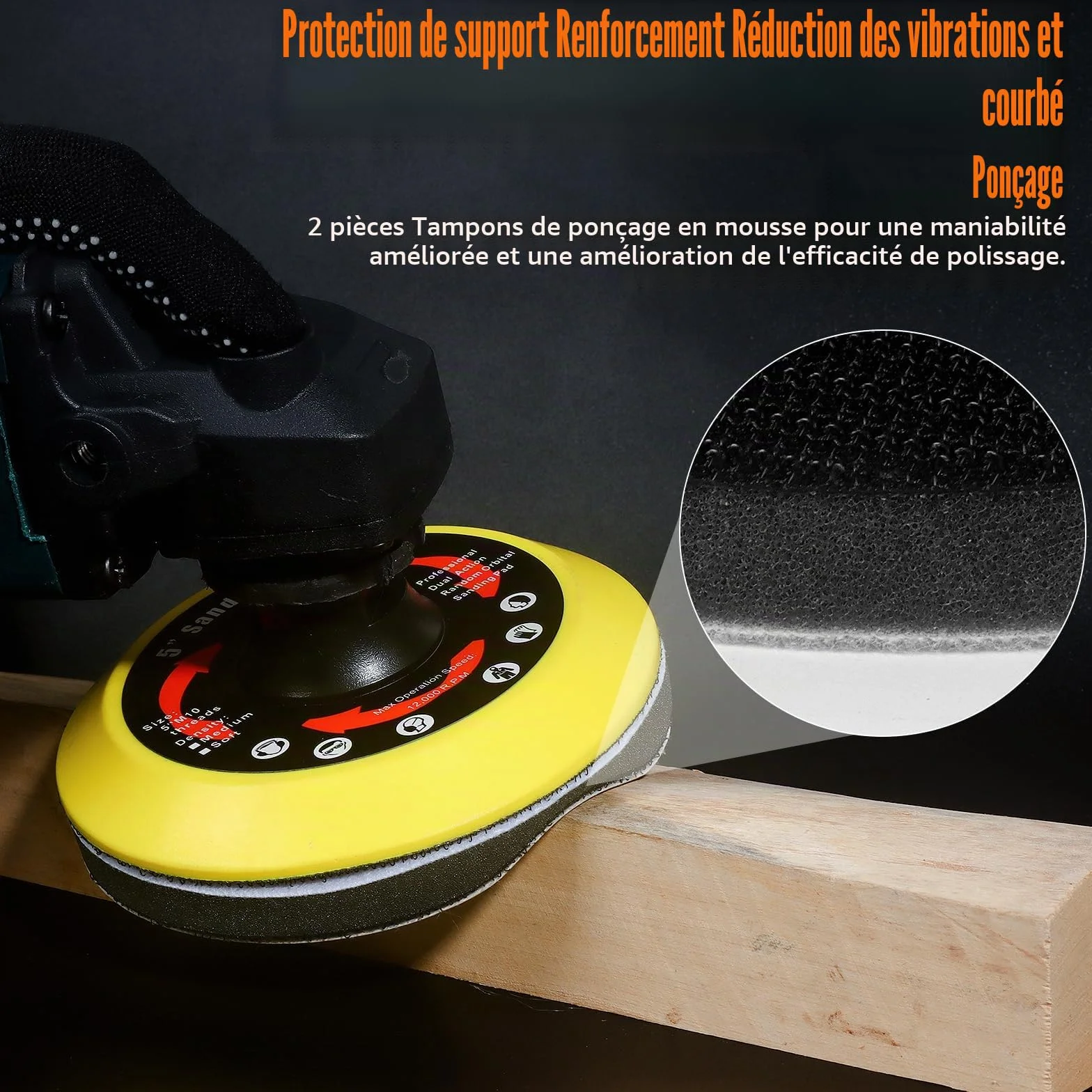 Disque abrasif 125mm filetage M14 80 pièces grain 40-600 pour meuleuse d'angle