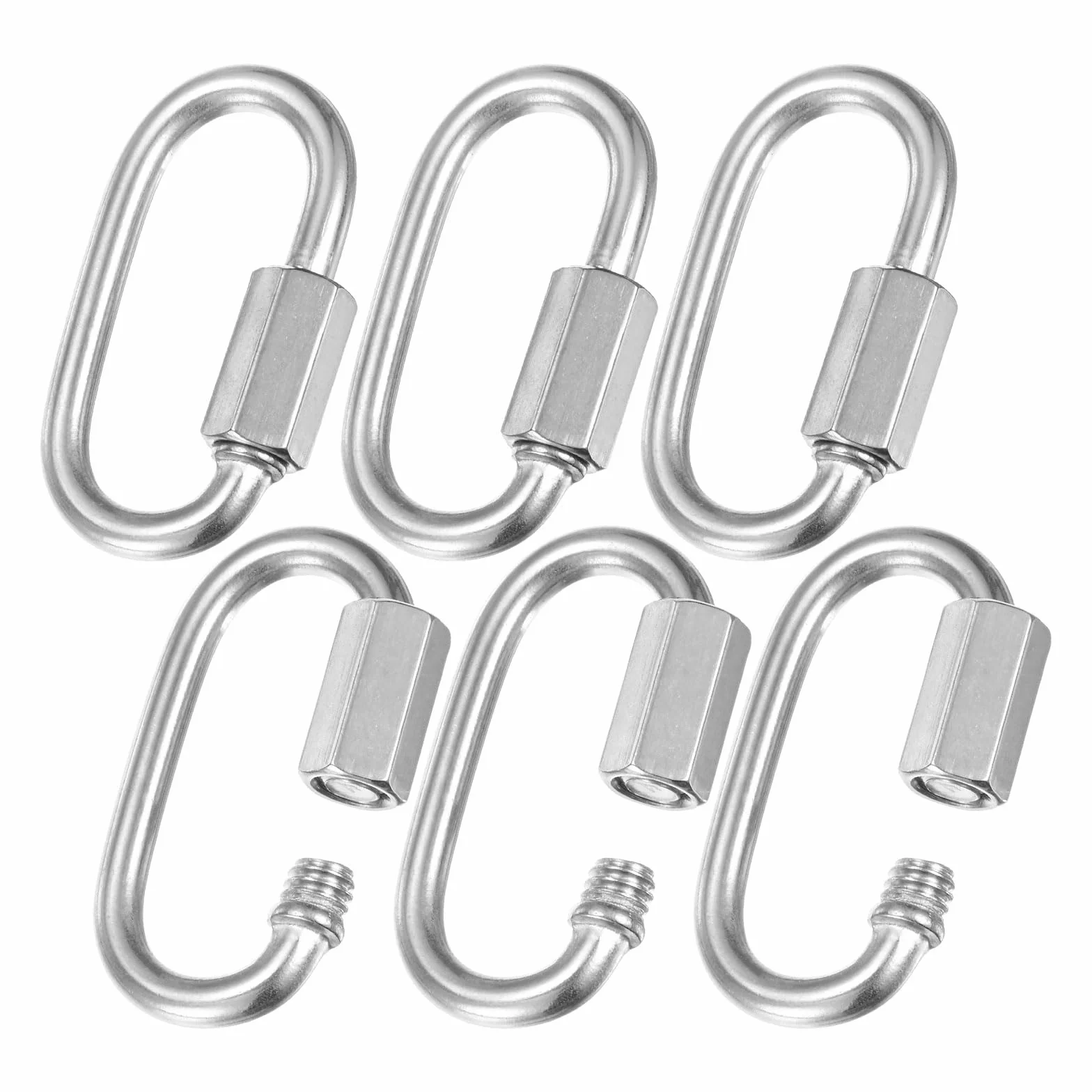 Connecteur de chaîne rapide en acier inoxydable en forme de D - Verrouillage de chaîne pour balançoire, camping, randonnée - Argenté