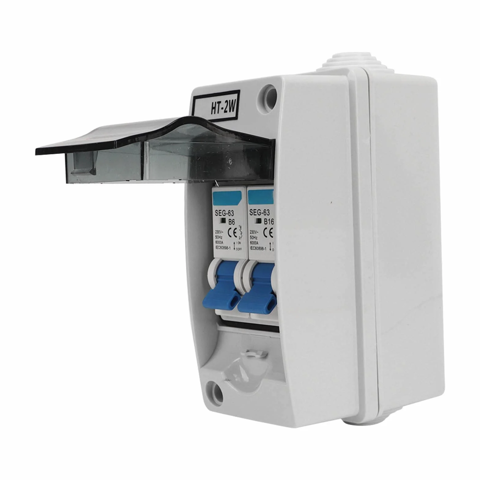 Disjoncteur Miniature 230V 6A 16A 2P MCB Boîtier de Distribution étanche Interrupteur Déconnexion CC