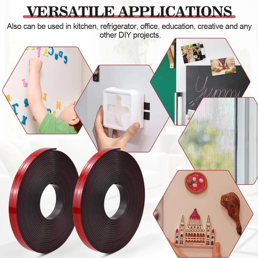 Bande Magnétique Autocollante 5m Type A + Type B 1,5mm x 12,7mm Ruban Adhésif Aimanté pour Moustiquaires