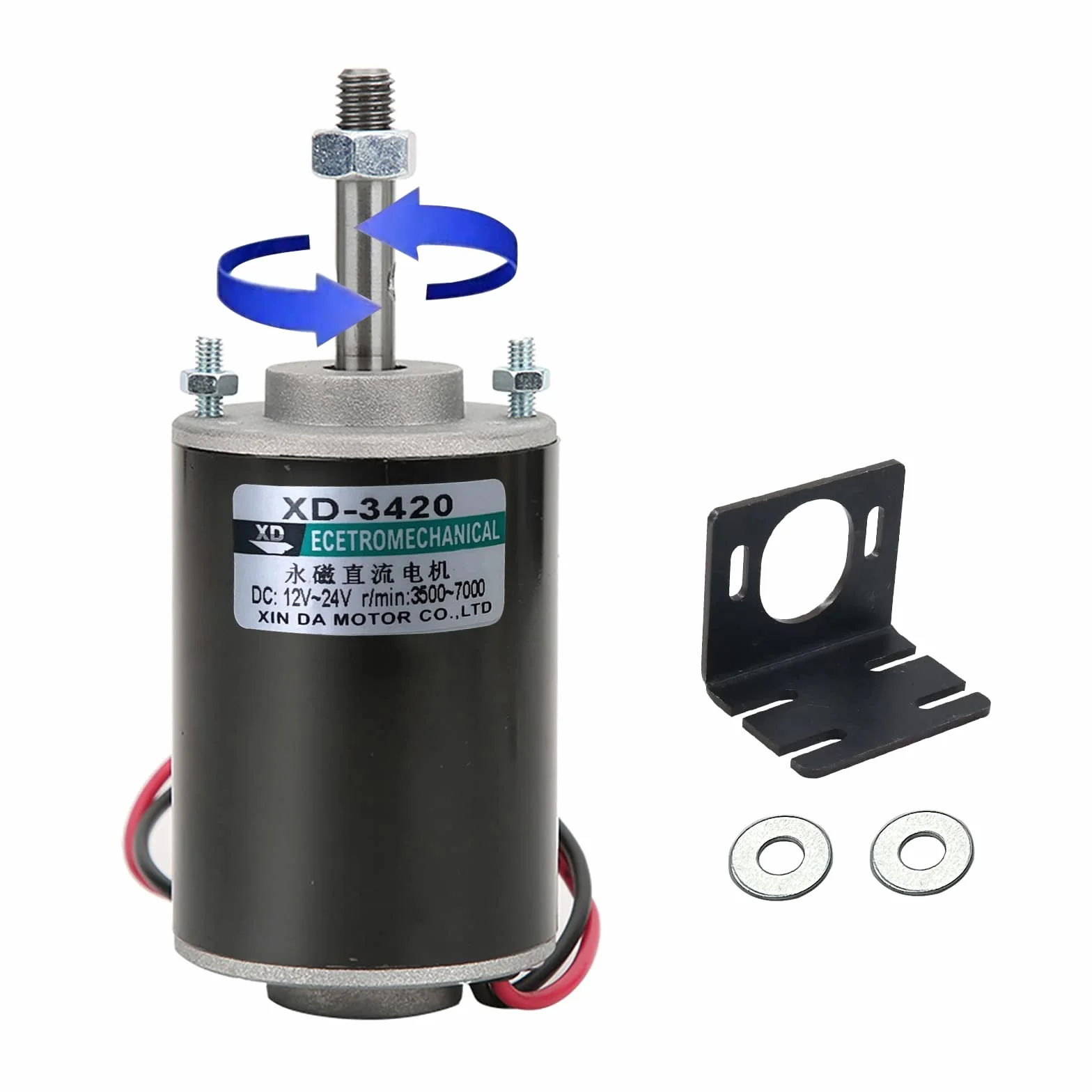 Moteur à engrenages électrique 12V 24V CW CCW Haute vitesse Aimant permanent Arbre rotatif fileté