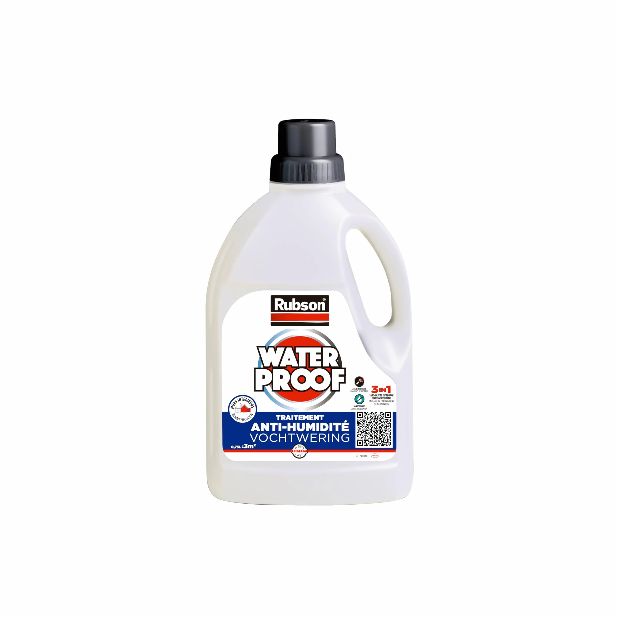 Rubson Traitement Murs Humides 3-en-1 anti-salpêtre hydrofuge durcisseur plâtre 0,75 L